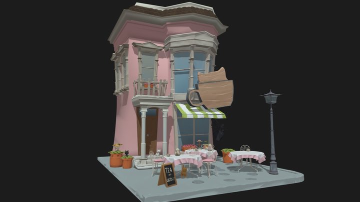 Storefront Cat Cafe 3D Model