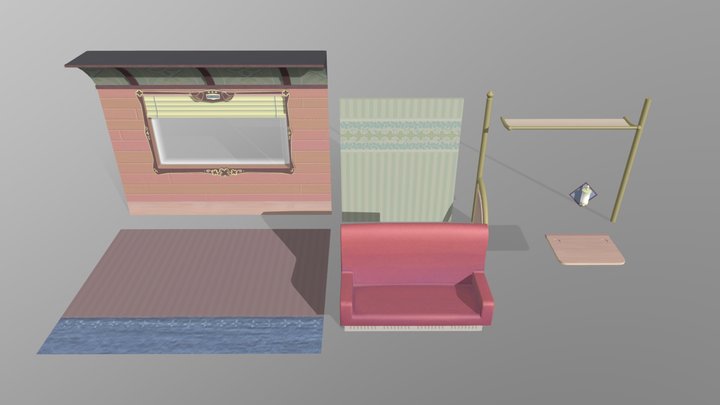 Train Compartment Parts_FBX 3D Model