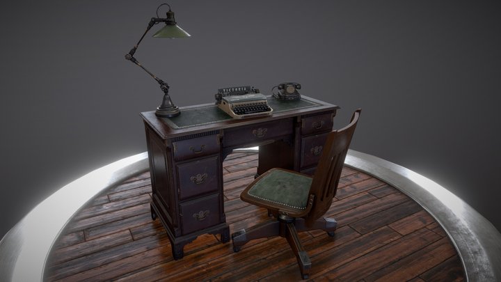 Desk scene 3D Model