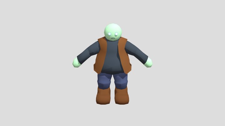 Low-poly zombie gravedigger 3D Model