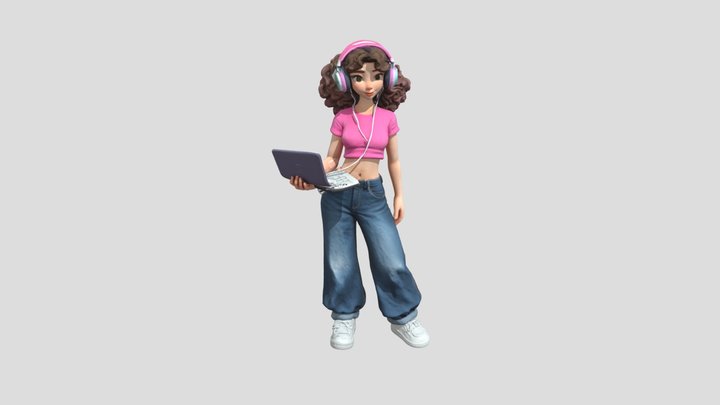 Gamer Girl 3D Model