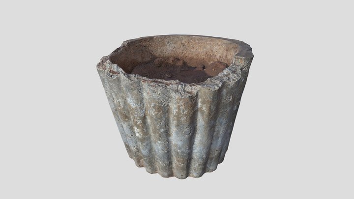 Broken Concrete Planter, PBR Calibrated 3D Model