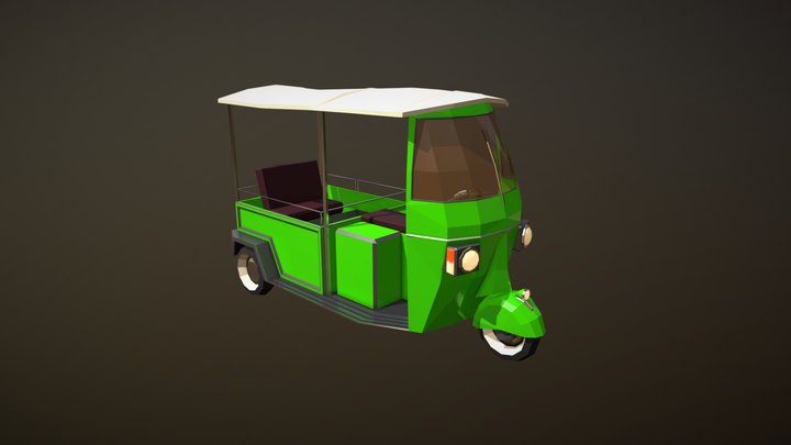 Low Poly Auto Rickshaw 3D Model