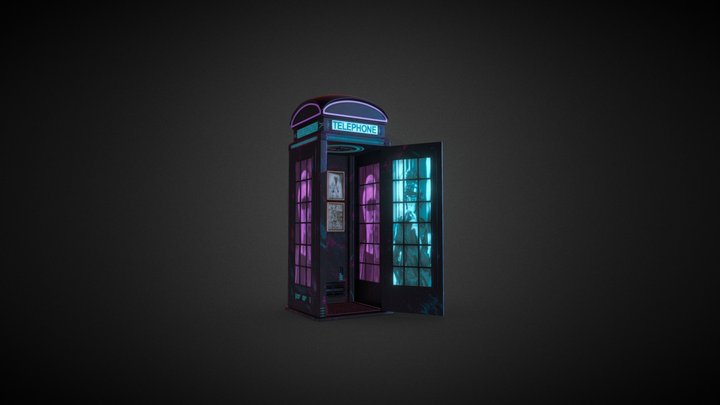 Neon Telephone Booth 3D Model