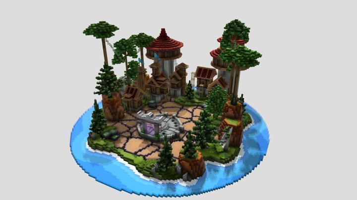 Small Village - Minecraft Lobby 3D Model