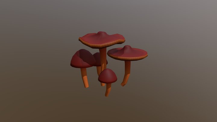 Simple cartoon mushrooms #1 3D Model