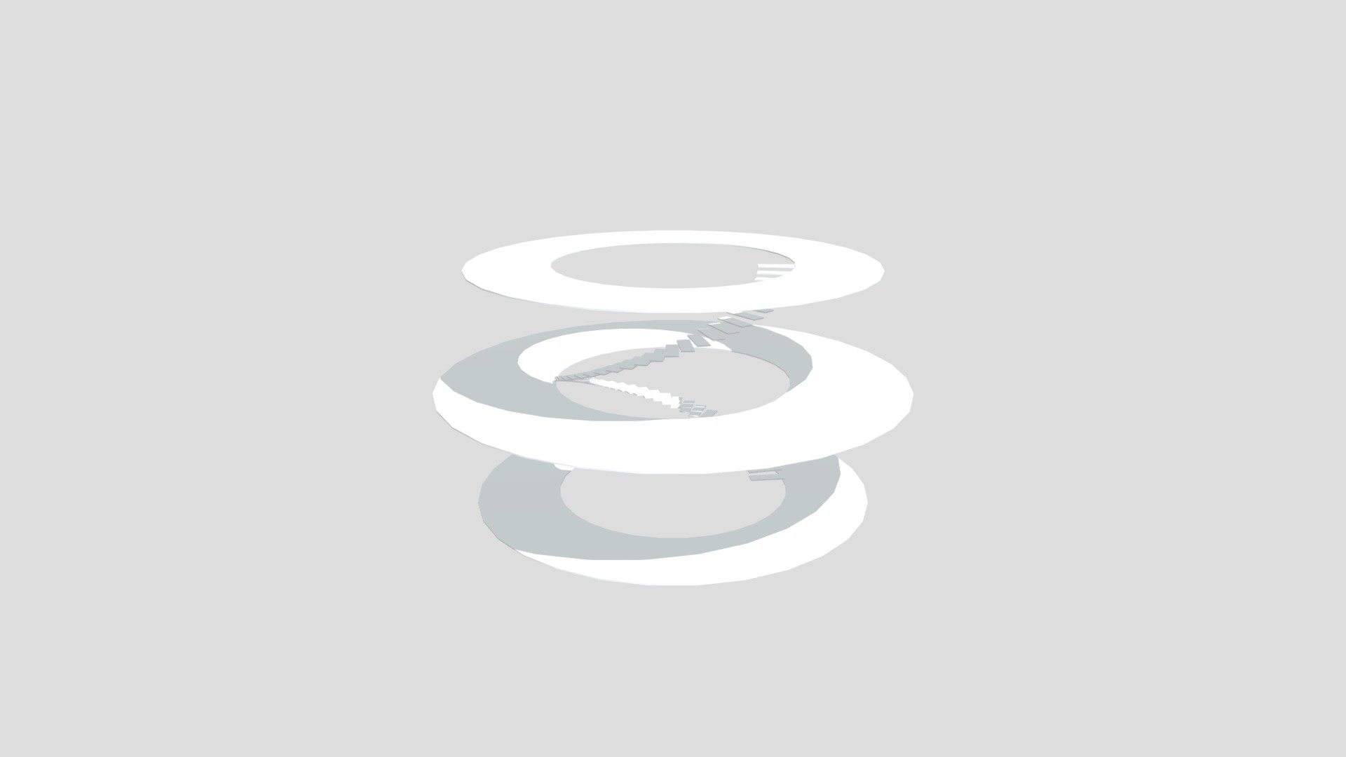 3 levels connected by spiral staircase