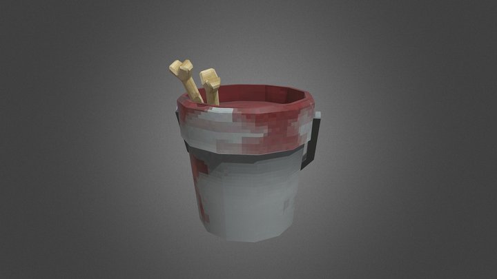 Low Poly Paint Bucket of Blood 3D Model