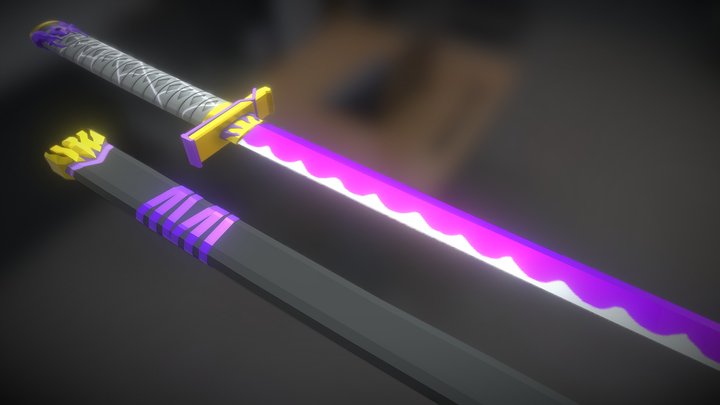 Pearlescent Purple Katana 3D Model