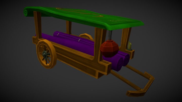 Fantasy Chinese Silk Trader Wagon 3D Model
