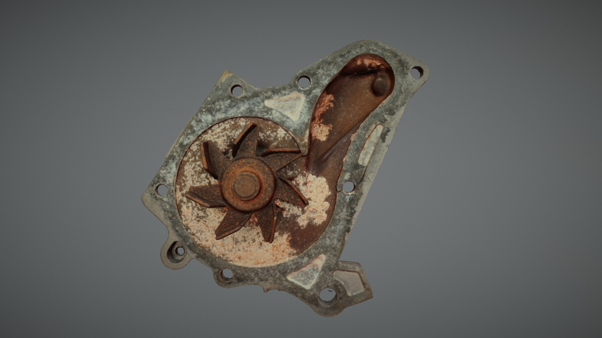 3D model Rusty  Water  Pump - This is a 3D model of the Rusty  Water  Pump. The 3D model is about a metal object with a design.