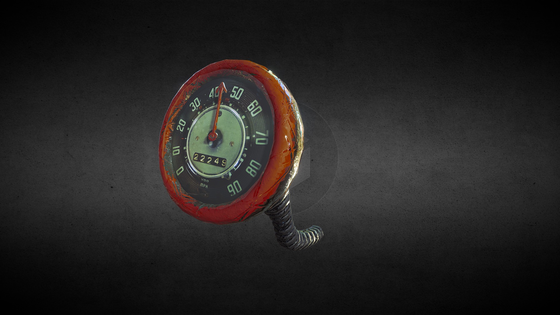 3D model Speedometer - This is a 3D model of the Speedometer. The 3D model is about a round red and black clock.