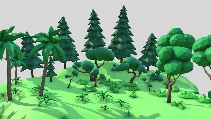 Lowpoly Forest Kit Island Demo 3D Model
