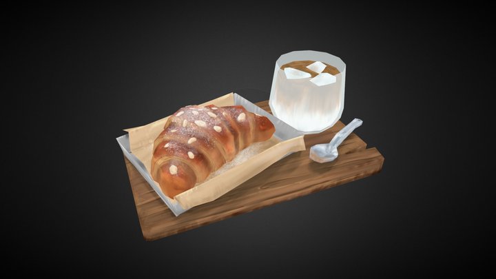 Hand Painted Stylized Croissant 3D Model