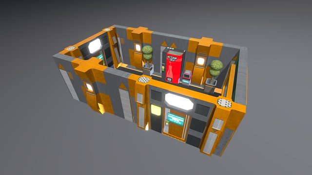 Futuristic Office Hallway 3D Model