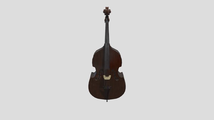 Old Double Bass Low Poly Decimated 3D Model