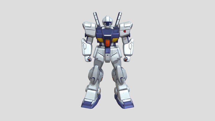 grey and blue robotic humanoid figure 3D Model