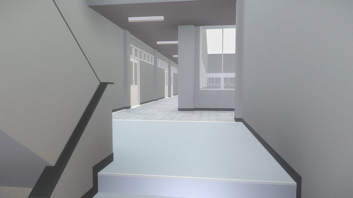 School_[hallway+rooftop+stairs] 3D Model