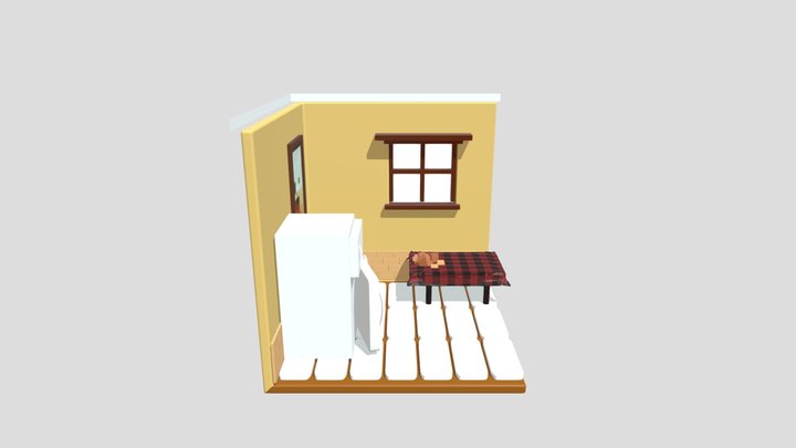7wooden Kitchen 3D Model