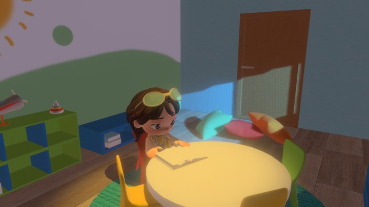 Girl in kindergarten Night 3D Model
