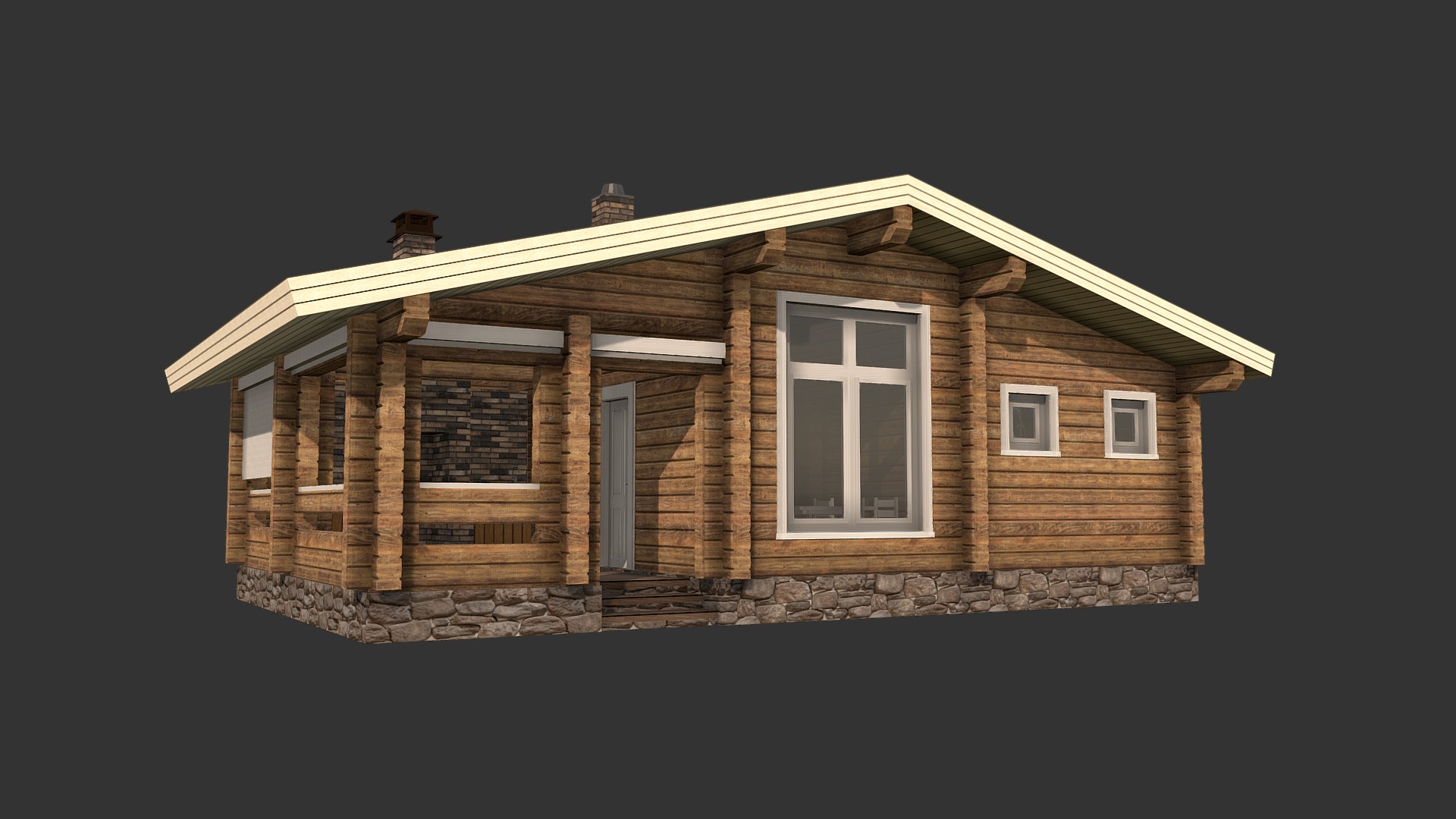 3D model Баня 2 (Константин) - This is a 3D model of the Баня 2 (Константин). The 3D model is about a brick house with a white roof.