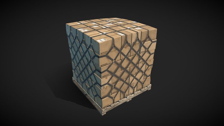 Cardboard Box Pallet 01 3D Model