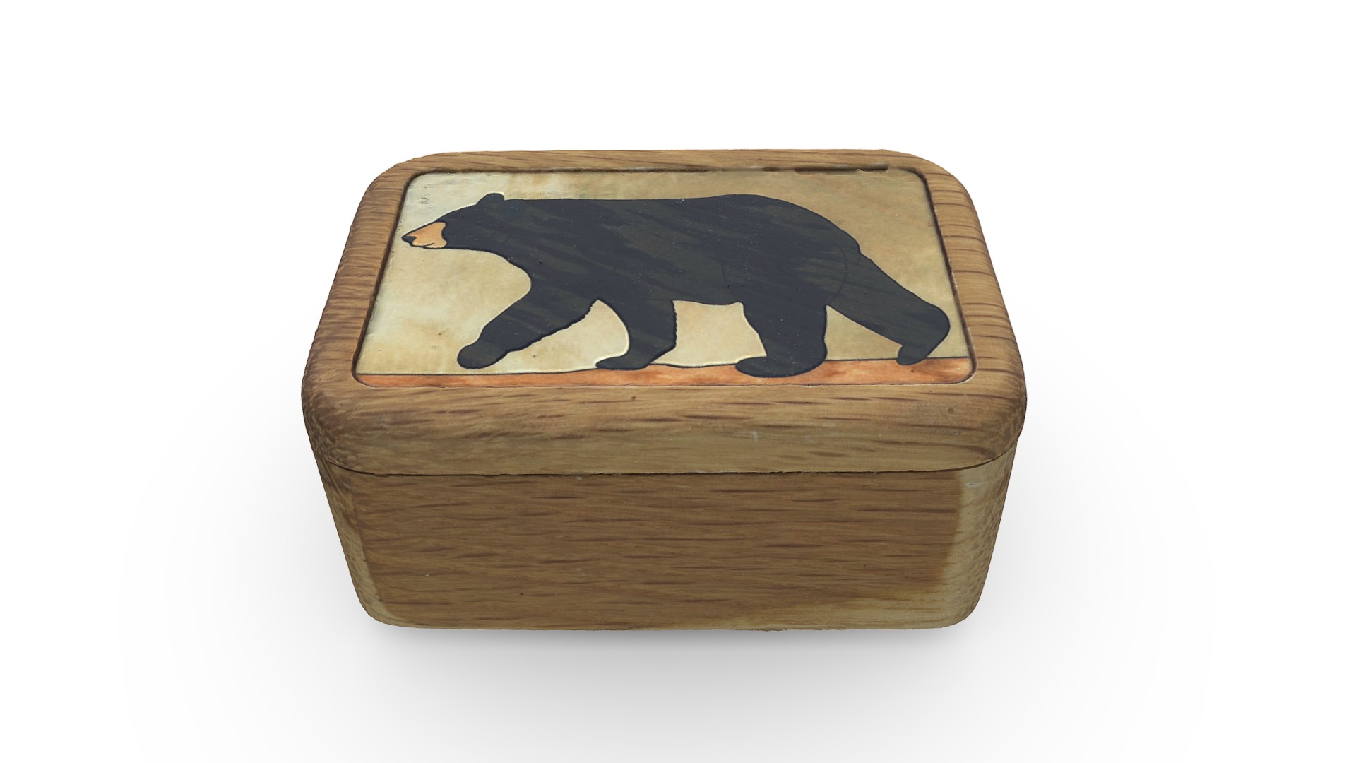 3D model Black Bear souvenir box - This is a 3D model of the Black Bear souvenir box. The 3D model is about a wooden box with a pair of pants on top.