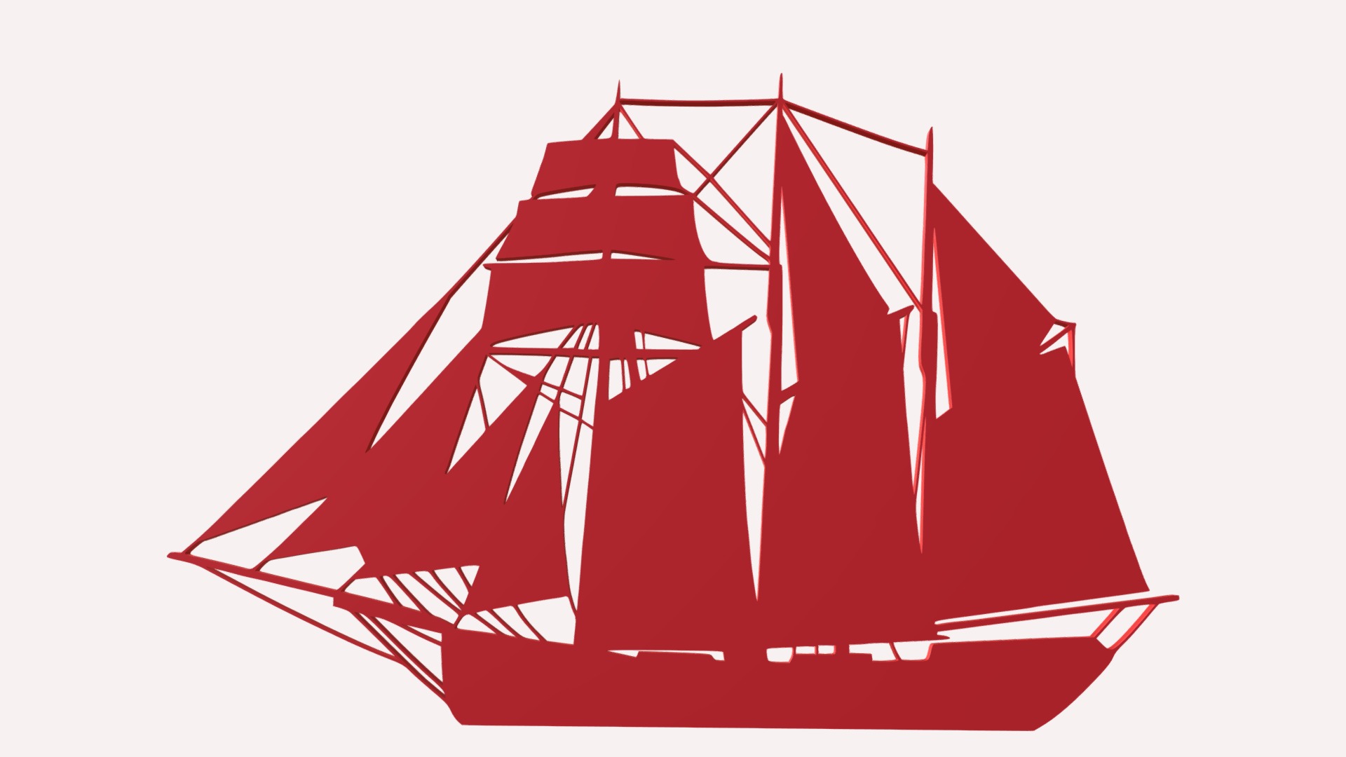 3D model Sailing Boat wall decoration _1 - This is a 3D model of the Sailing Boat wall decoration _1. The 3D model is about a red and white logo.