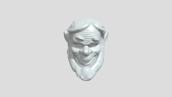 front-facing stylized human head with white hai 3D Model