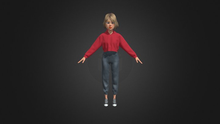 Cartoon Girl 3D Model