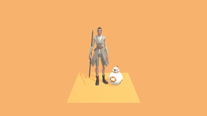 rey and bb8 3D Model