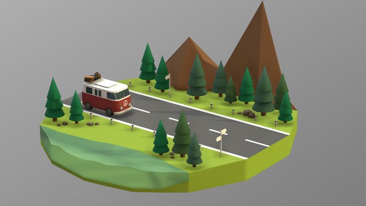 Bus in forest 3D Model
