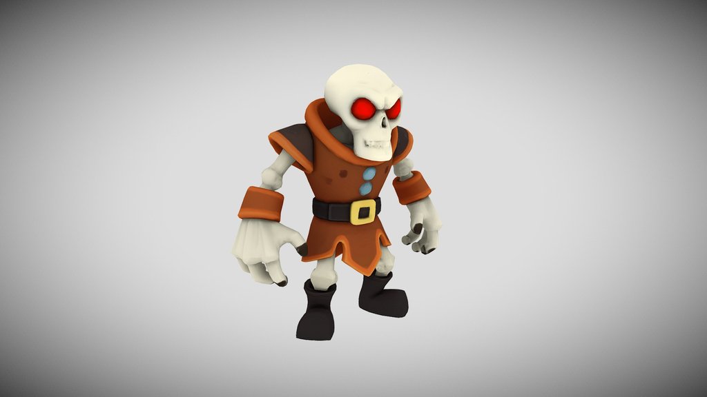 Chibi Skeleton Mage Lowpoly Handpainted