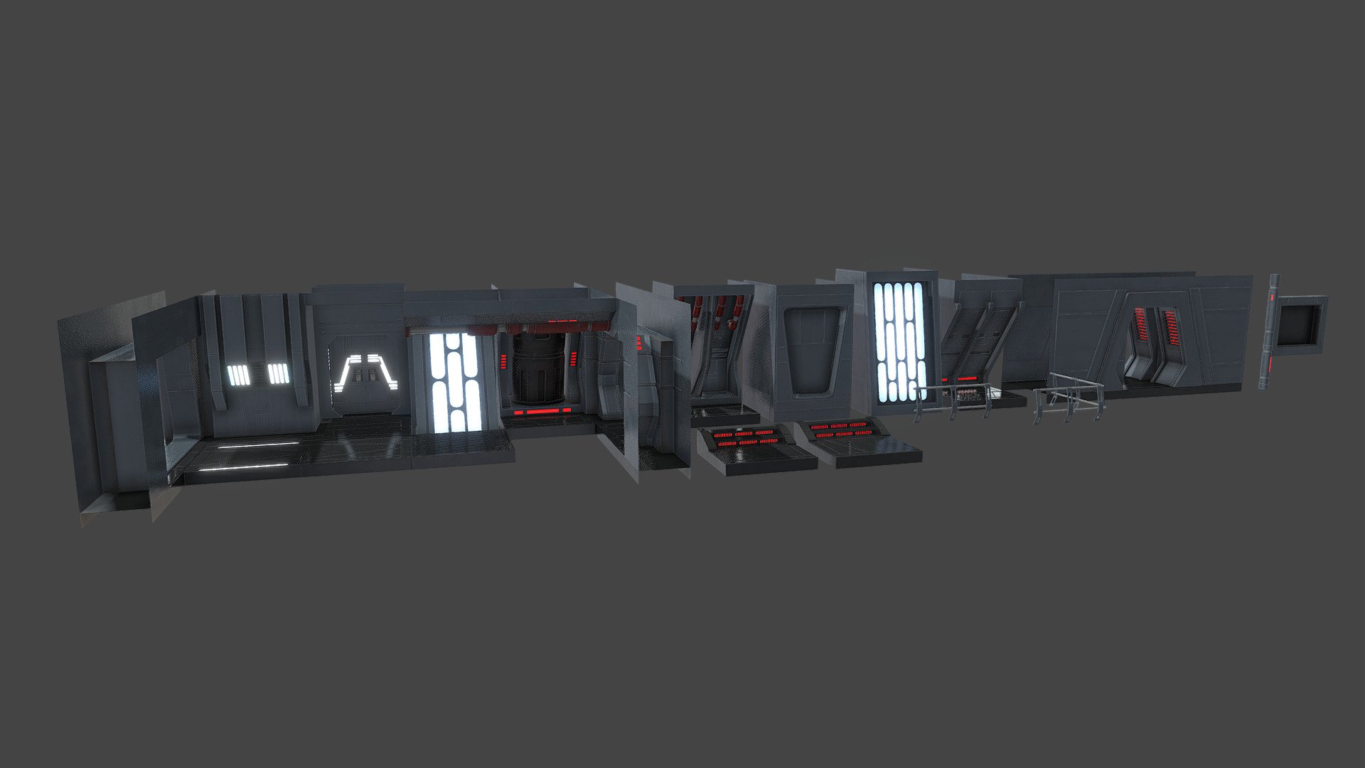 SciFi Corridor Asset pack 1 - Buy Royalty Free 3D model by Philip ...