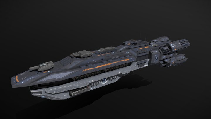 epic 3d portrait of a futuristic space warship, spac