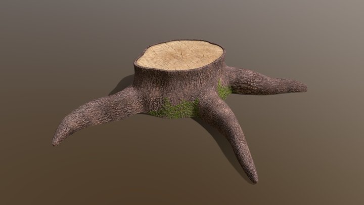 Tree stump with moss 3D Model