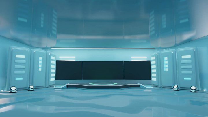 Futuristic Scifi Stage with Screens | Baked 3D Model
