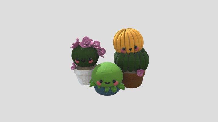 Cute little cactuses 3D Model