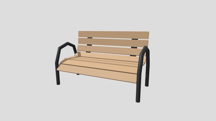 Stylised Park Bench 3D Model
