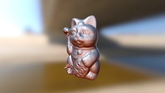 Laser-scanned Maneki-Neko Cat 3D Model