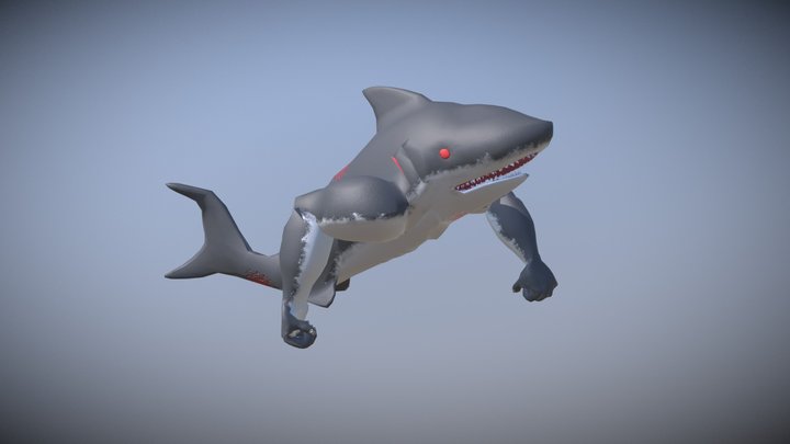 Red Tide Buff Shark's Walk Cycle Animation 3D Model