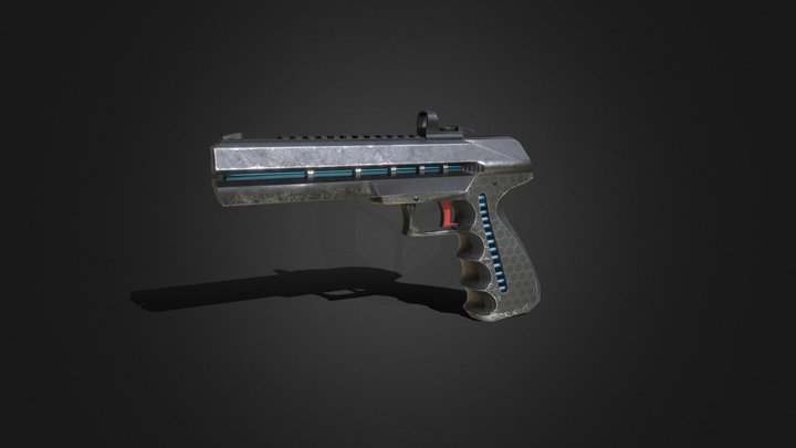 Low-poly sci-fi gun 3D Model