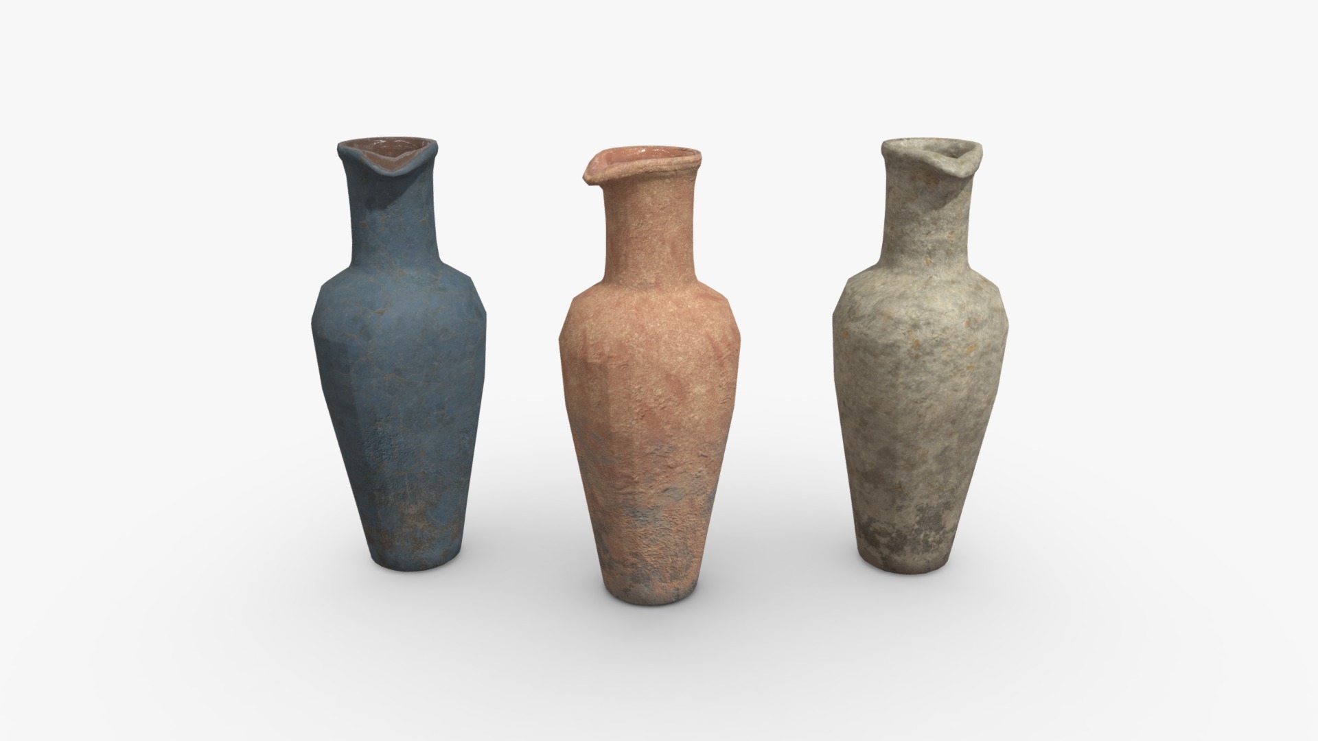3D model Antique Terracotta Water Jugs - This is a 3D model of the Antique Terracotta Water Jugs. The 3D model is about a group of brown vases.