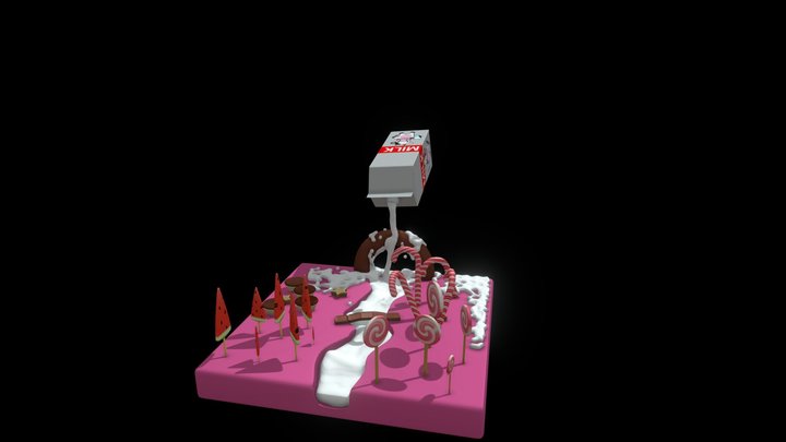 Milk river on Candy World 3D Model