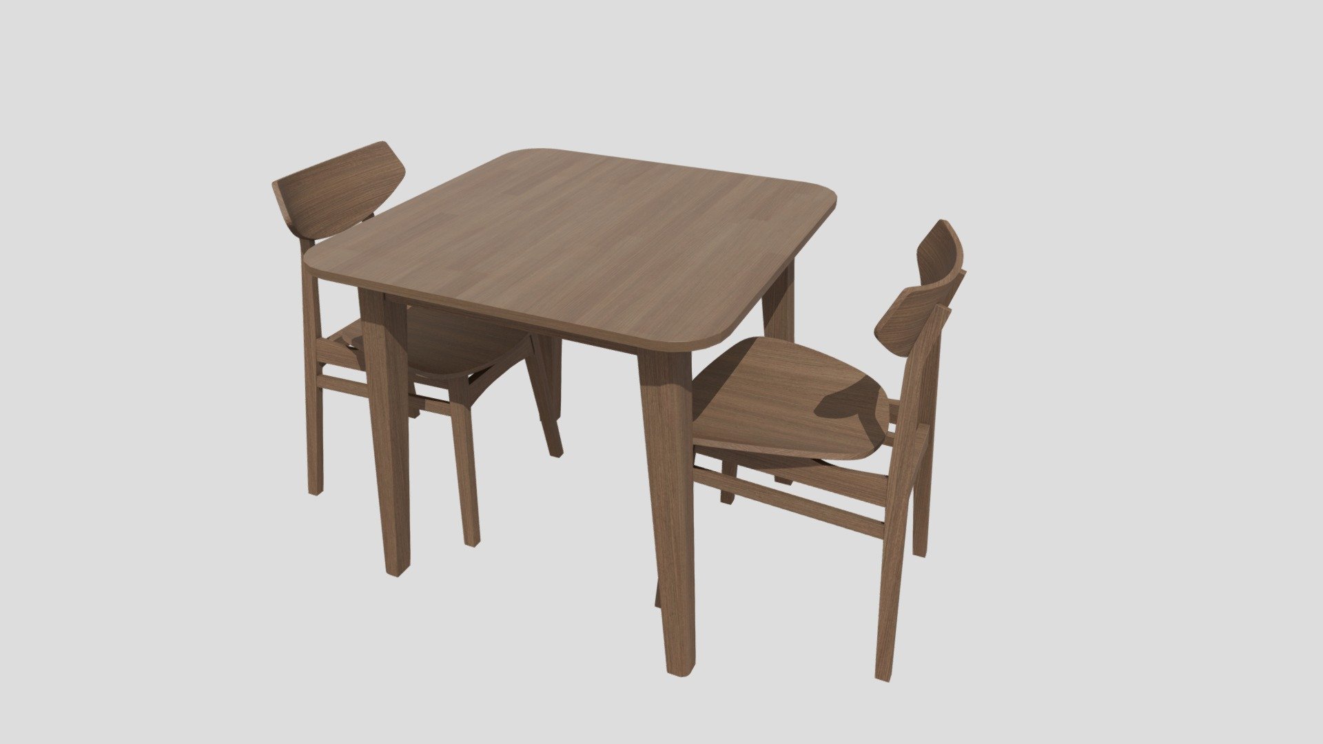 Rustic solid wood dining table set for two peopl Buy Royalty Free 3D