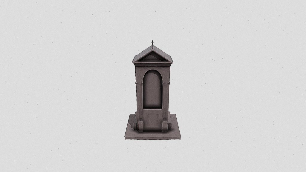 Wooden Catholic confessional booth with curtain