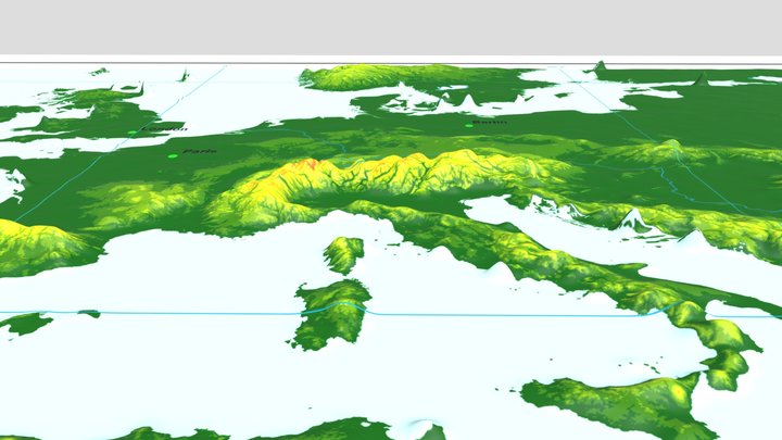 3D topographic model of Europe 三维欧洲地形模型 3D Model