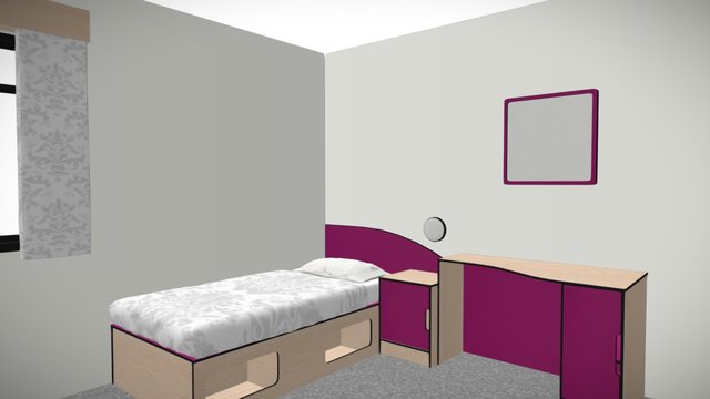 Alnwick Room Set - Purple & Oak 3D Model