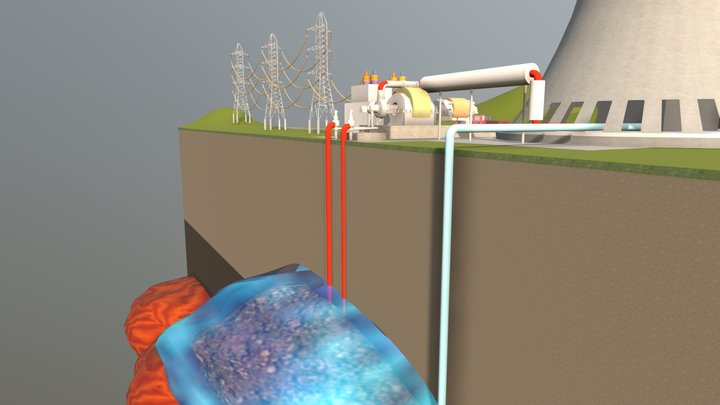 Energie electrique geothermale 3D Model