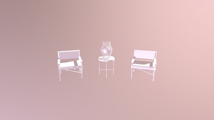 Table, Chair, Lamp Set 3D Model